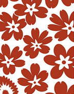 Bold Floral Print Red Rug