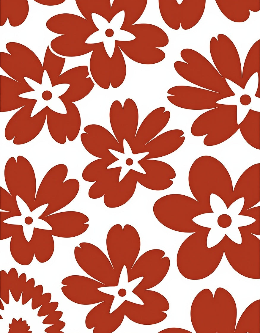 Bold Floral Print Red Rug