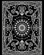Black White Mandala Floral Design Rug