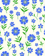 Blue Floral Botanical Pattern Rug