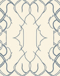 Cream And Blue Interlocking Pattern Rug