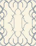 Cream And Blue Interlocking Pattern Rug