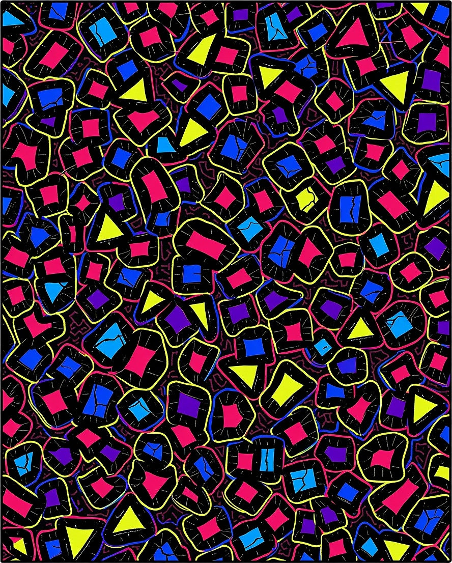 Vibrant Geometric Collage Design Rug