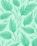 Teal Palm Leaf Pattern Design Rug
