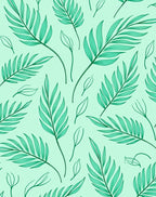Teal Palm Leaf Pattern Design Rug