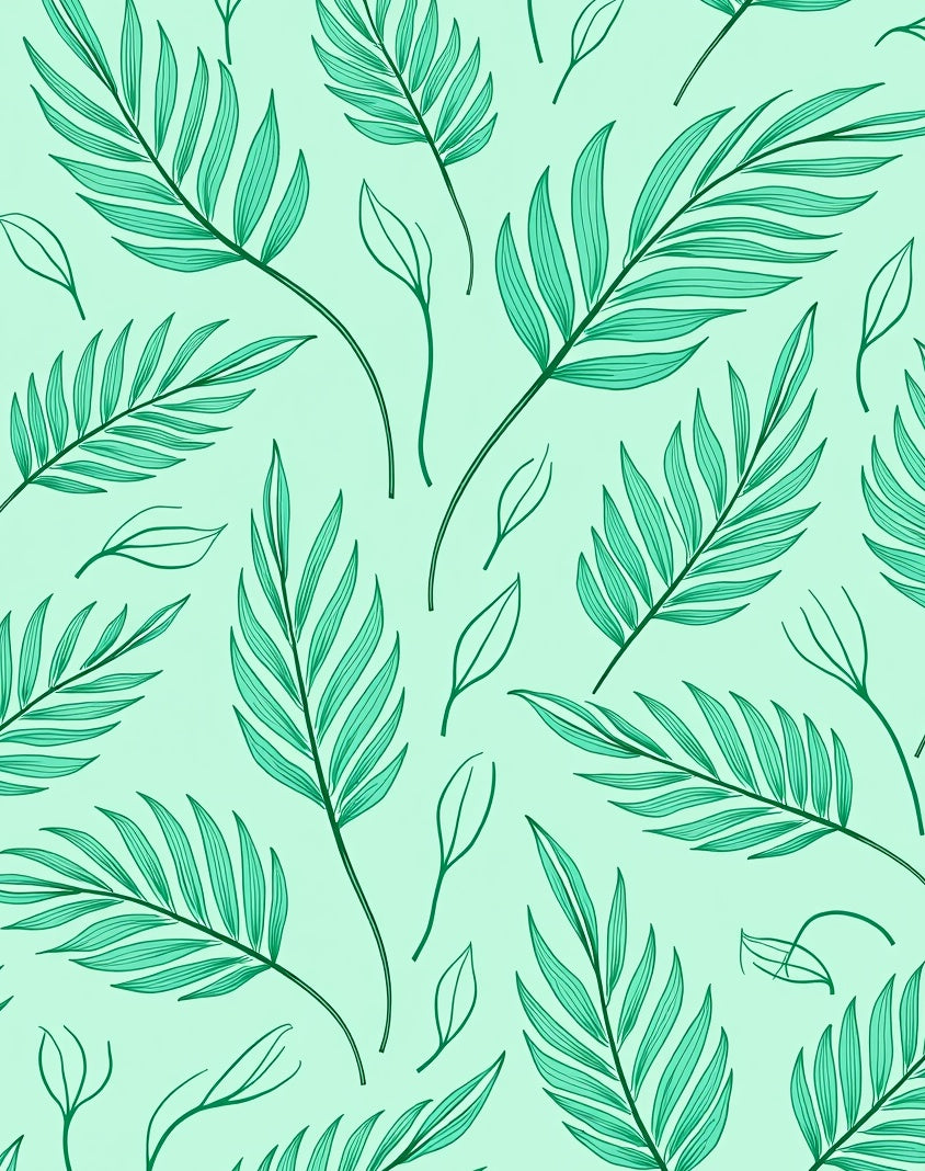 Teal Palm Leaf Pattern Design Rug