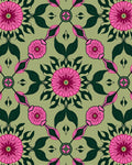 Vibrant Pink Floral Garden Pattern Rug