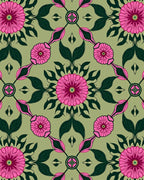 Vibrant Pink Floral Garden Pattern Rug