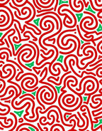 Red Green Swirl Pattern Rug