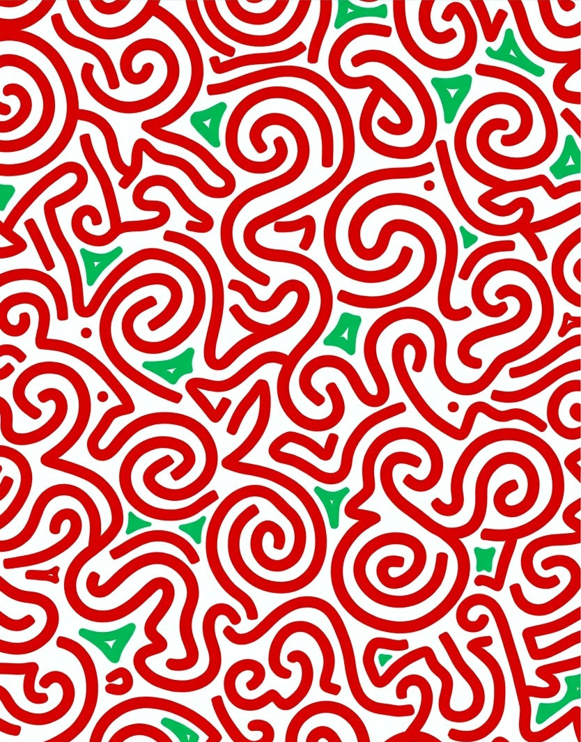 Red Green Swirl Pattern Rug