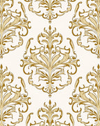 Golden Flourish Damask Scrollwork Rug