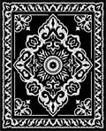 Black White Ornamental Medallion Frame Rug