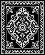 Black White Ornamental Medallion Frame Rug