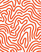 Bold Orange Wavy Labyrinth Design Rug