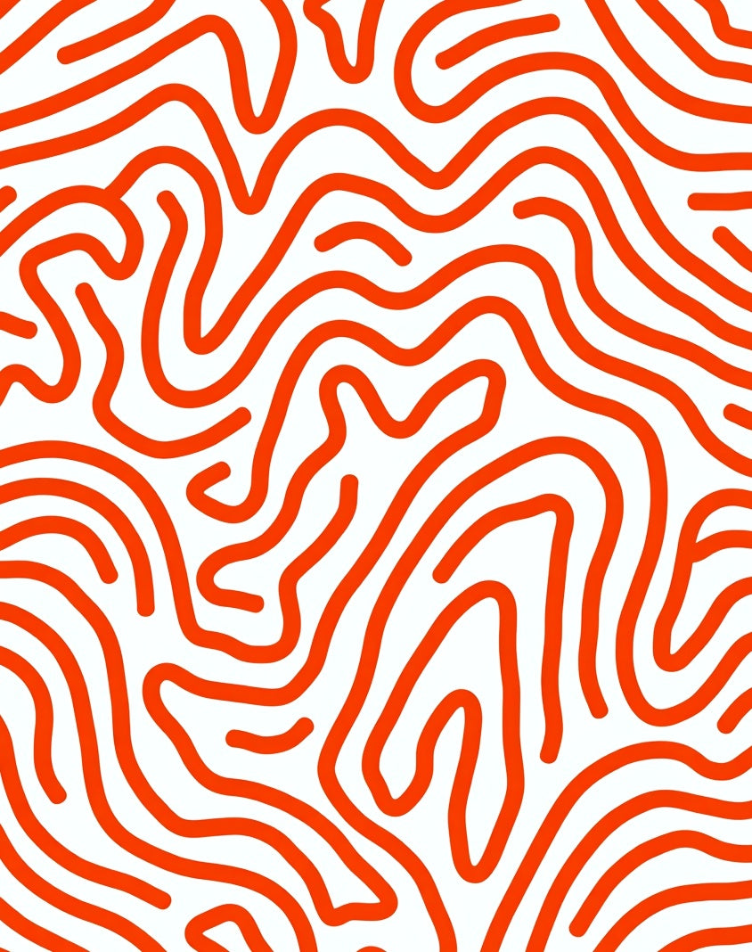Bold Orange Wavy Labyrinth Design Rug