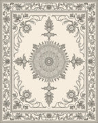 Ornate Floral And Sunburst Pattern Rug