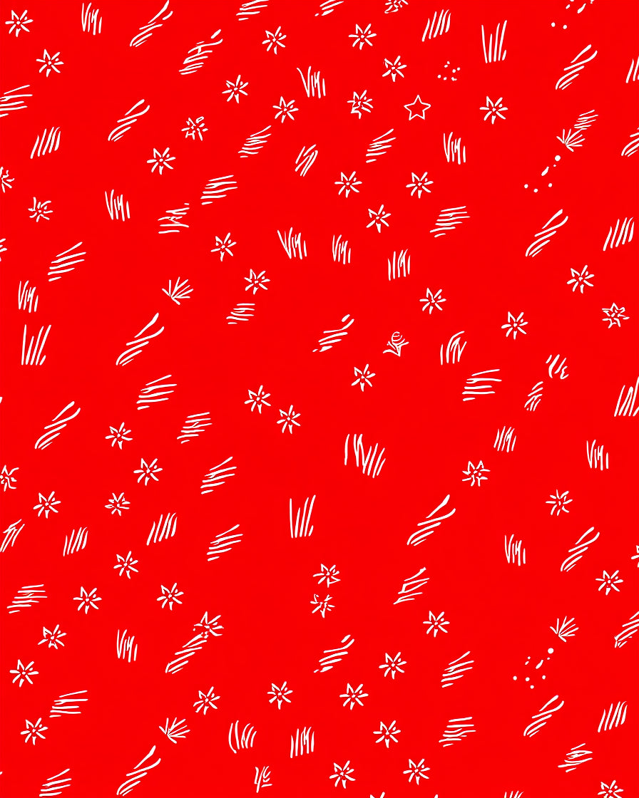 Red Field White Scattered Stars Strokes Rug