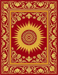 Ornate Red Gold Sunburst Floral Rug