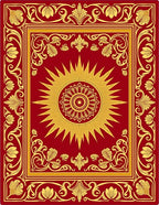 Ornate Red Gold Sunburst Floral Rug