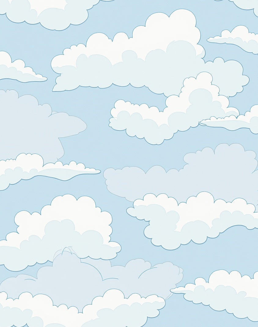Sky Blue Cloudscape Pattern Rug