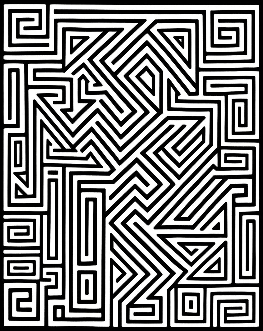 Bold Geometric Maze Pattern Rug