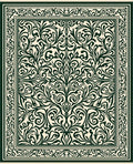 Dark Green Scrolling Floral Vine Pattern Rug