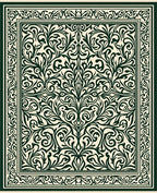 Dark Green Scrolling Floral Vine Pattern Rug