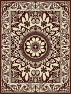 Rich Brown Intricate Floral Mandala Rug