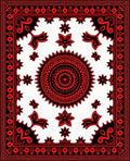 Bold Red Floral Mandala Pattern Rug