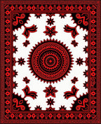 Bold Red Floral Mandala Pattern Rug