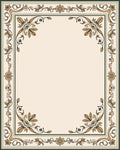 Elegant Gold Floral Scroll Pattern Rug