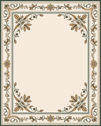 Elegant Gold Floral Scroll Pattern Rug