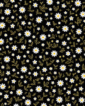 Black Daisy And Leaf Pattern Rug