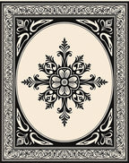 Classic Floral Medallion Black Cream Rug