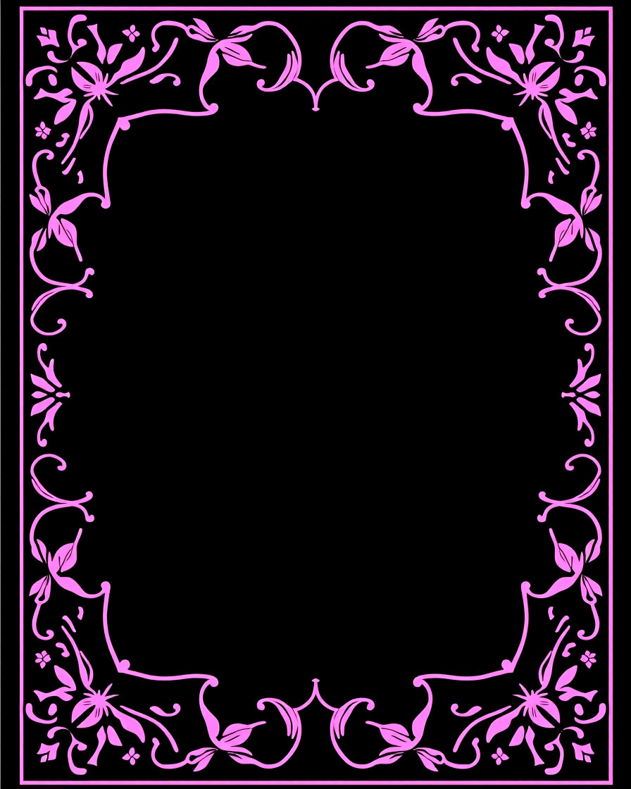 Pink Floral Vine Border Rug