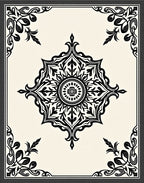 Classic Black White Medallion Pattern Rug