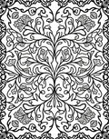 Intricate Black White Floral Scrollwork Design Rug