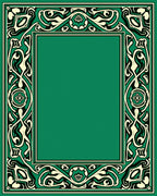 Elegant Green Ivory Black Ornate Border Rug