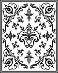 Classic Floral Scrollwork Black White Rug