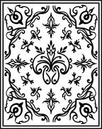 Classic Floral Scrollwork Black White Rug
