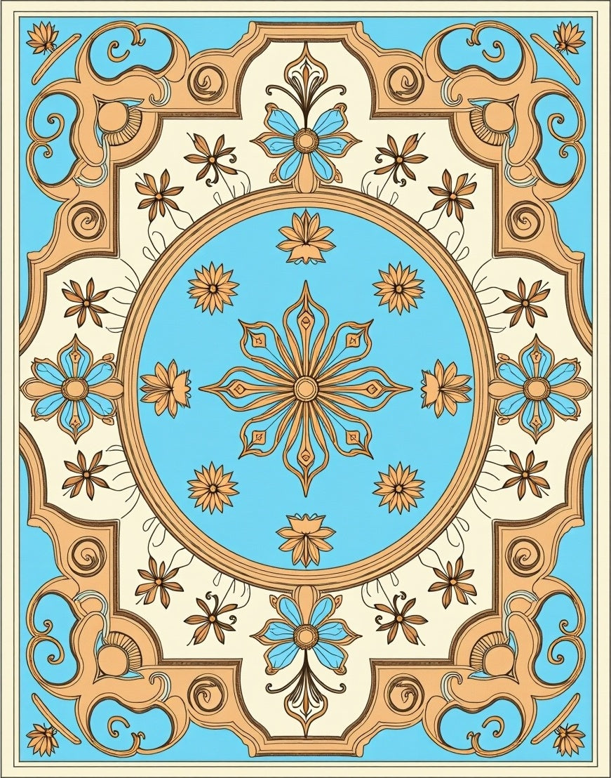 Ornate Floral Medallion Vintage Design Rug