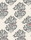 Ornate Floral Swirls With Red Dots Rug