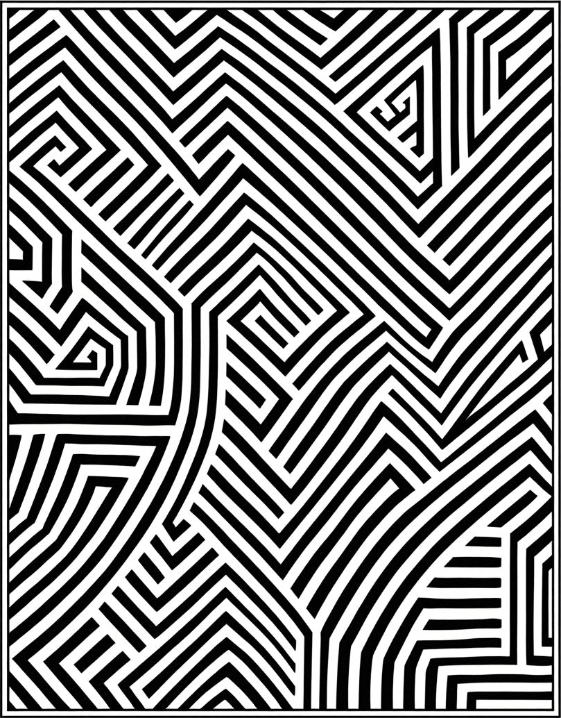 Abstract Black White Interlocking Lines Rug
