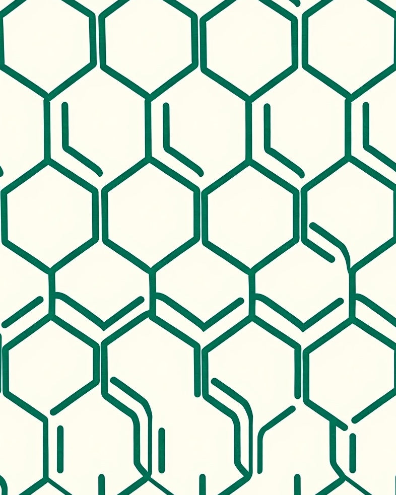 Green Geometric Hexagon Pattern Rug