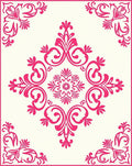Pink Floral Damask Scrollwork Design Rug