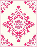 Pink Floral Damask Scrollwork Design Rug