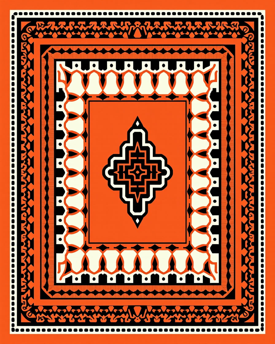 Bold Geometric Orange Statement Rug