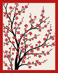 Red Blossom Tree Branch Pattern Rug