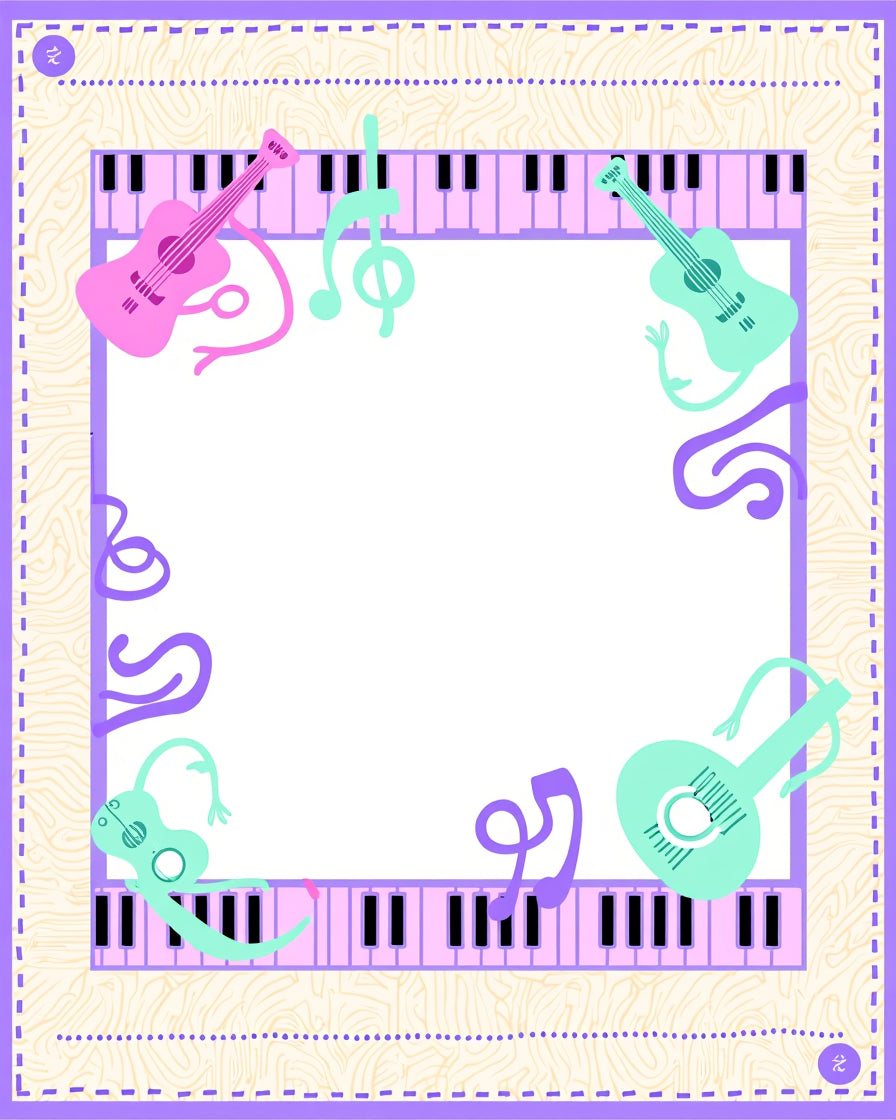 Music Notes and Guitars Pattern Rug