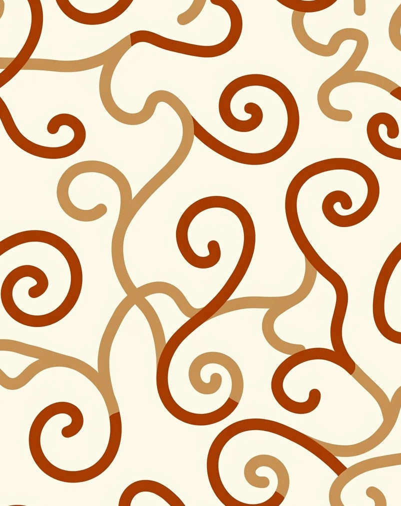 Curving Swirls Warm Toned Pattern Rug
